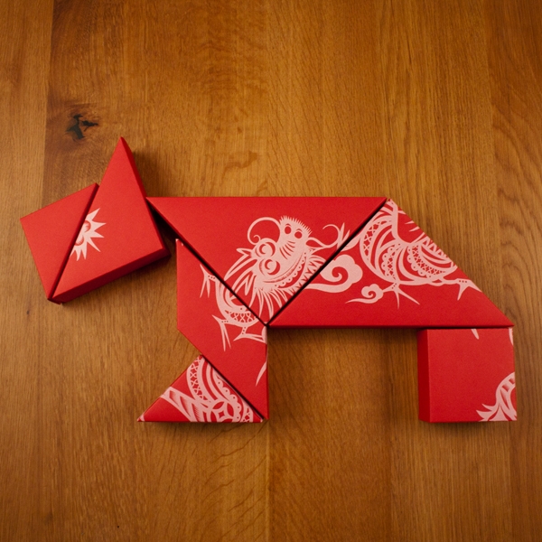 春節禮品盒包裝設計，新年七巧板的妙用