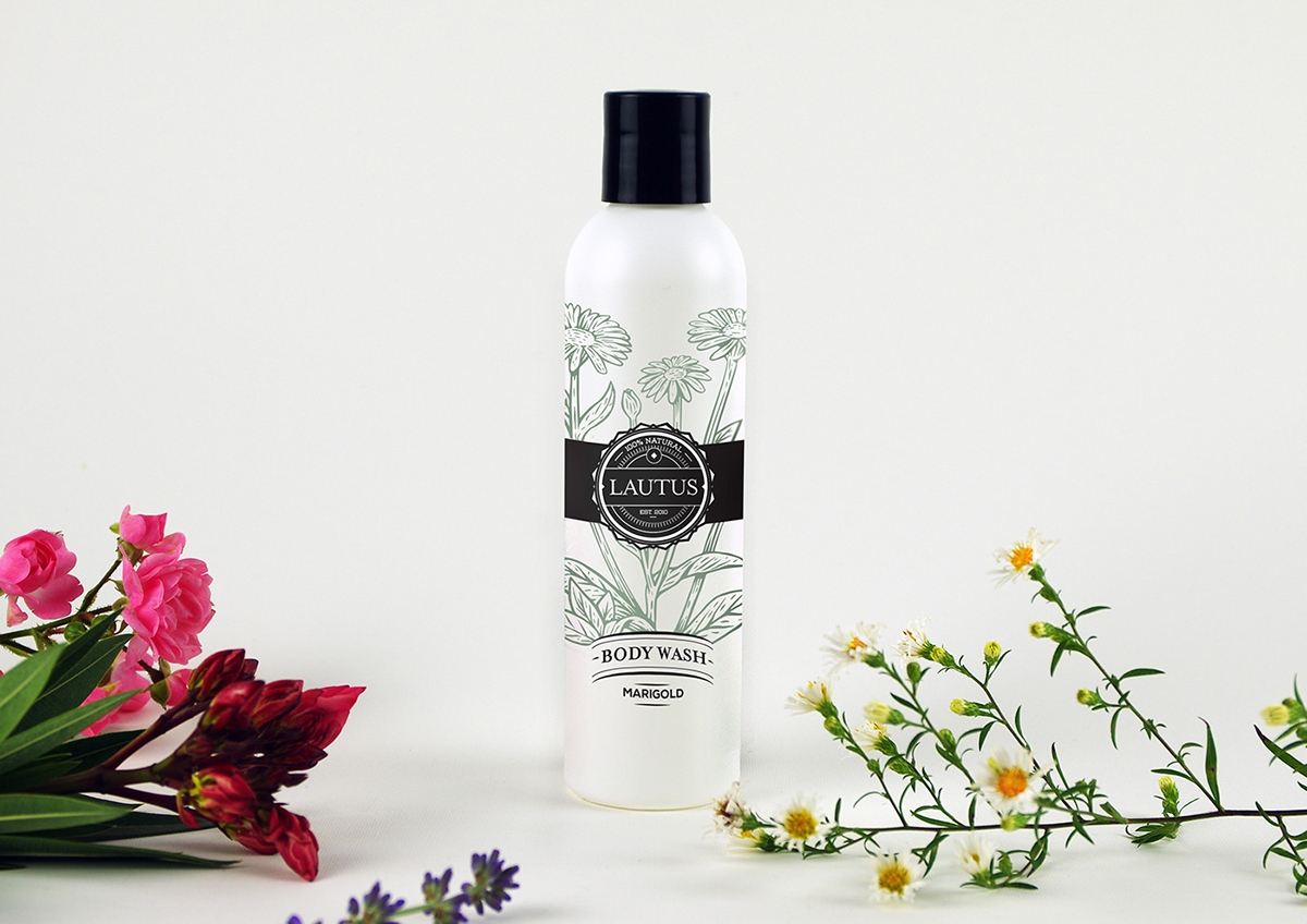 化妝品護膚產品包裝設計— 百分之百天然手工皂，沐浴露和洗滌液品牌包裝設計