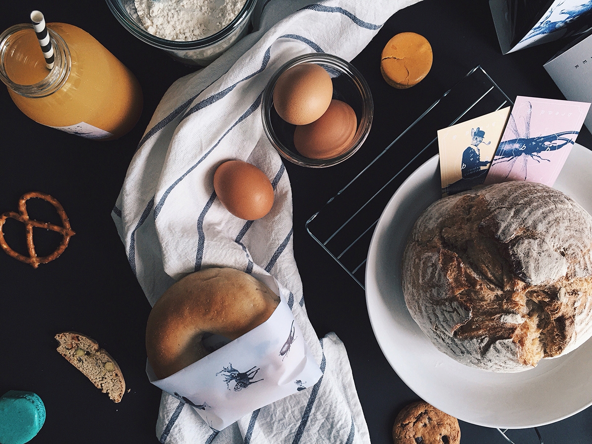 概念化早餐,面包與餅干食品飲料包裝設計