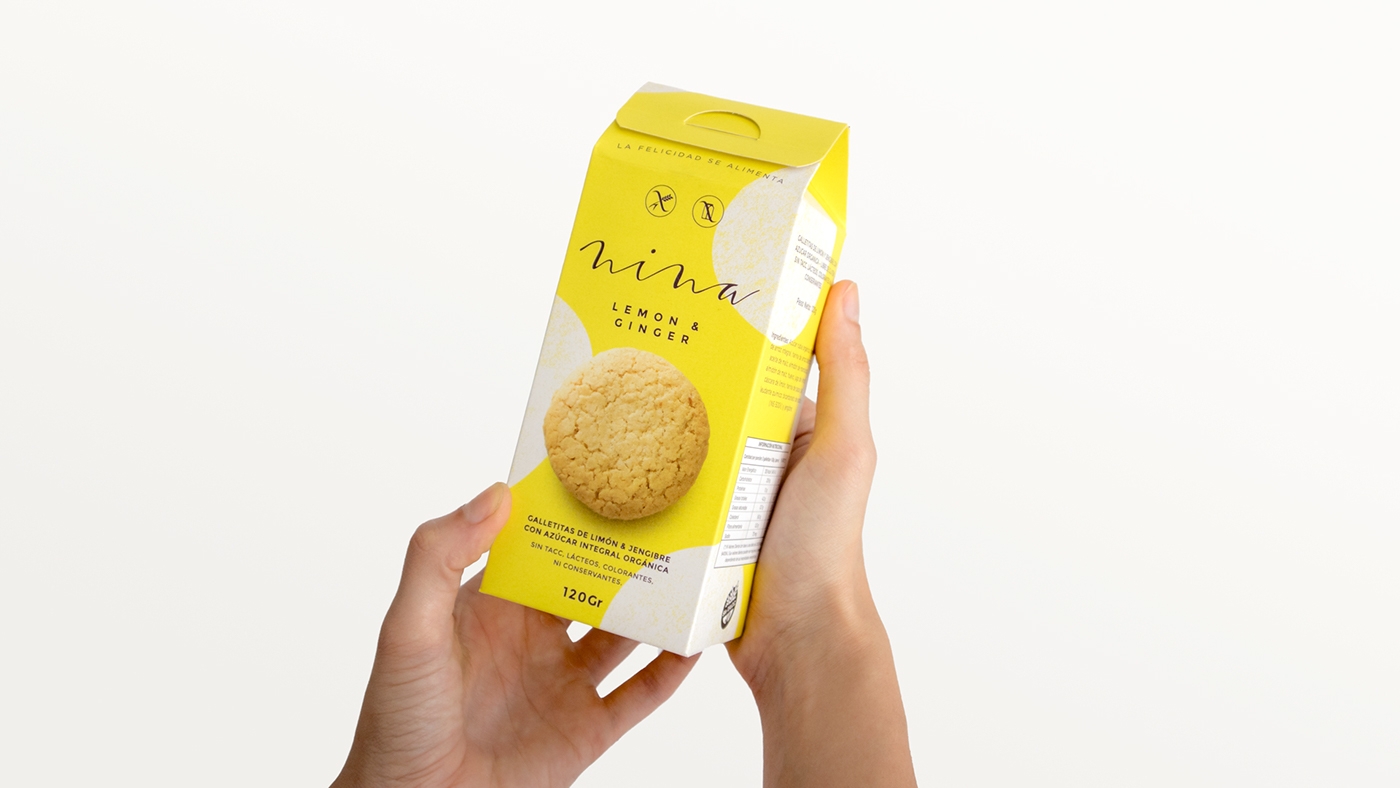 金色（香草）、巧克力色（可可和巧克力）和檸檬姜系列餅干食品包裝設計